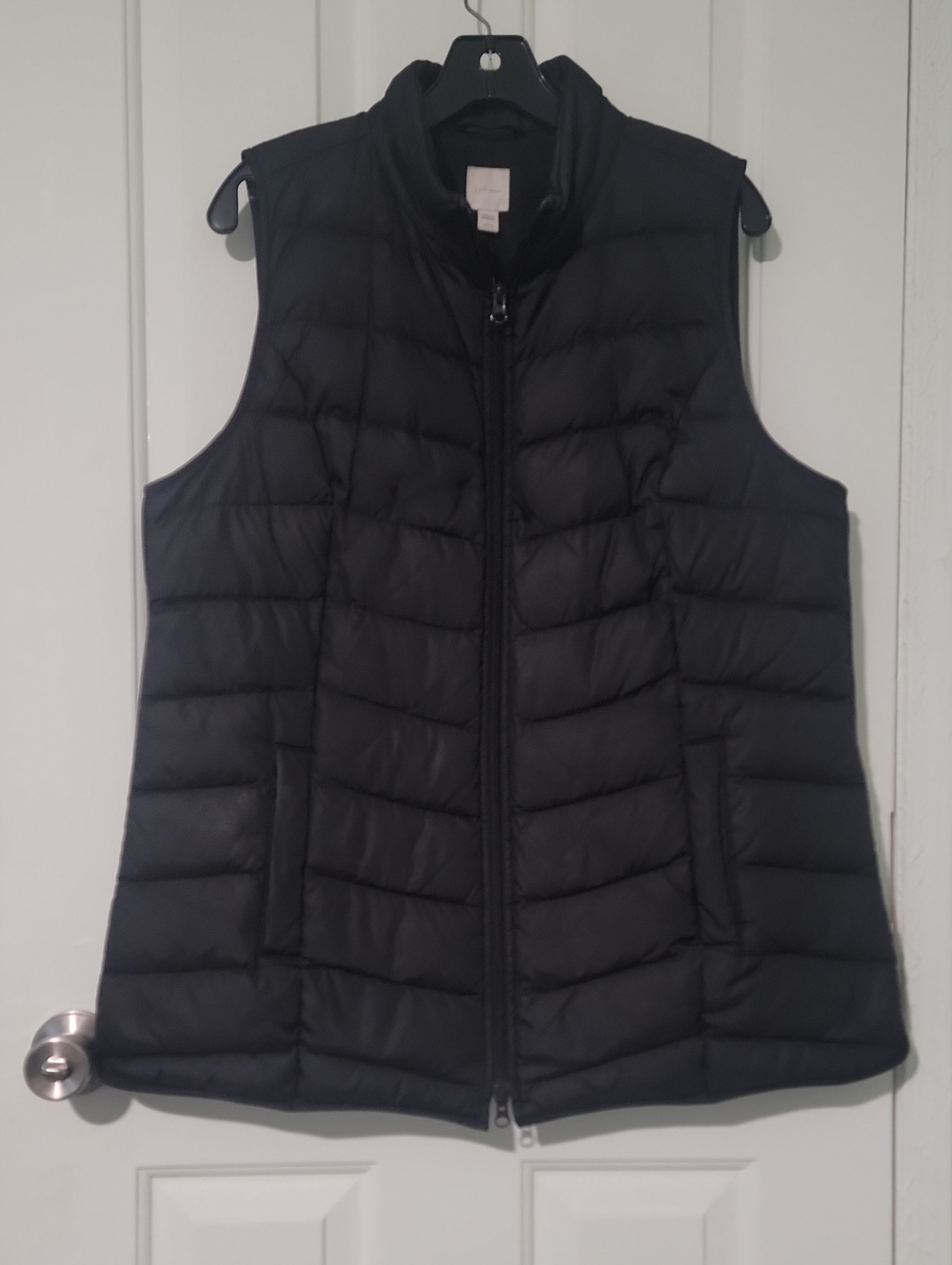 J. Jill Down Black Quilted Puffer Vest Size Large Petite